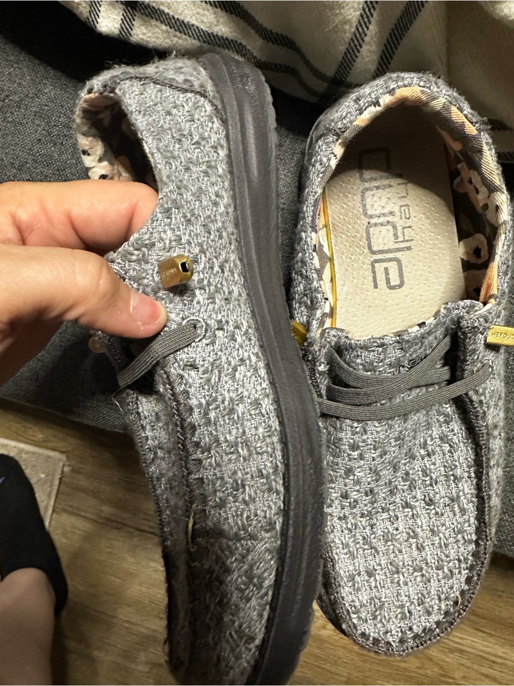 Hey Dude Women's Gray Woven Clogs